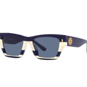 Tory Burch Navy and Cream Striped Rectangular Sunglasses. Like new condition
